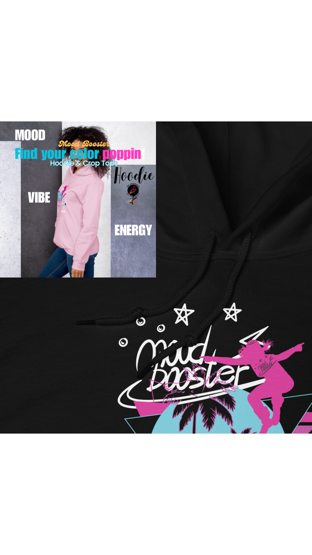 HIP HOP Mood Booster Graphic Color Pop Unisex Fit Hoodie (HHP)