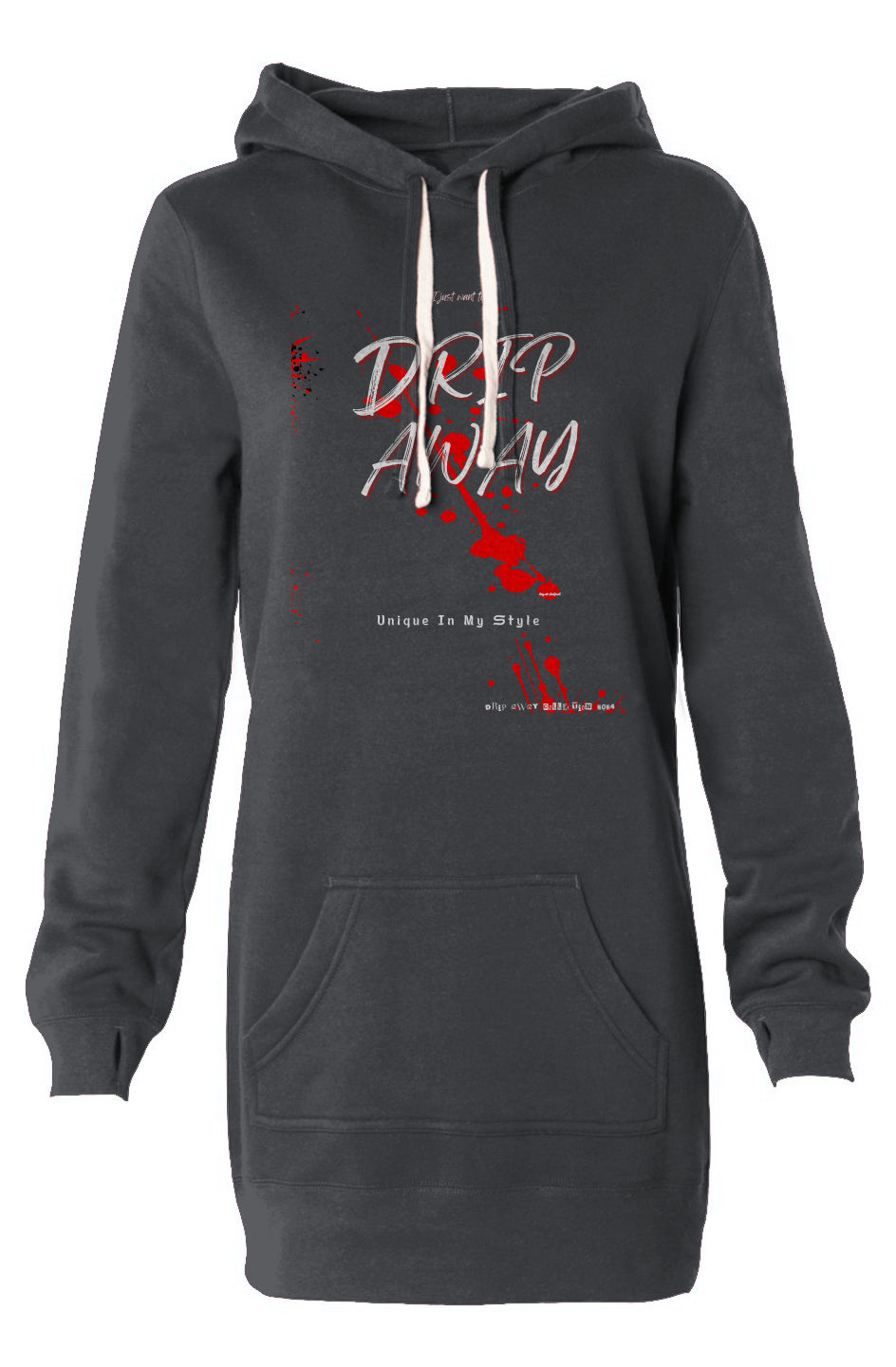 I just want to DRIPAWAY by42dpd Accent Red Hooded Sweatshirt Dress (Carbon)
