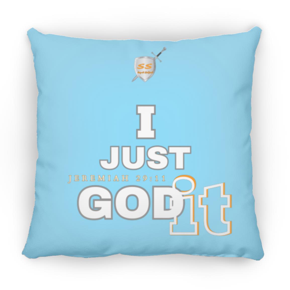 (SS) by42dpd Inspirational Typography Collection I Just GODit Accent Orange Medium Square Pillow