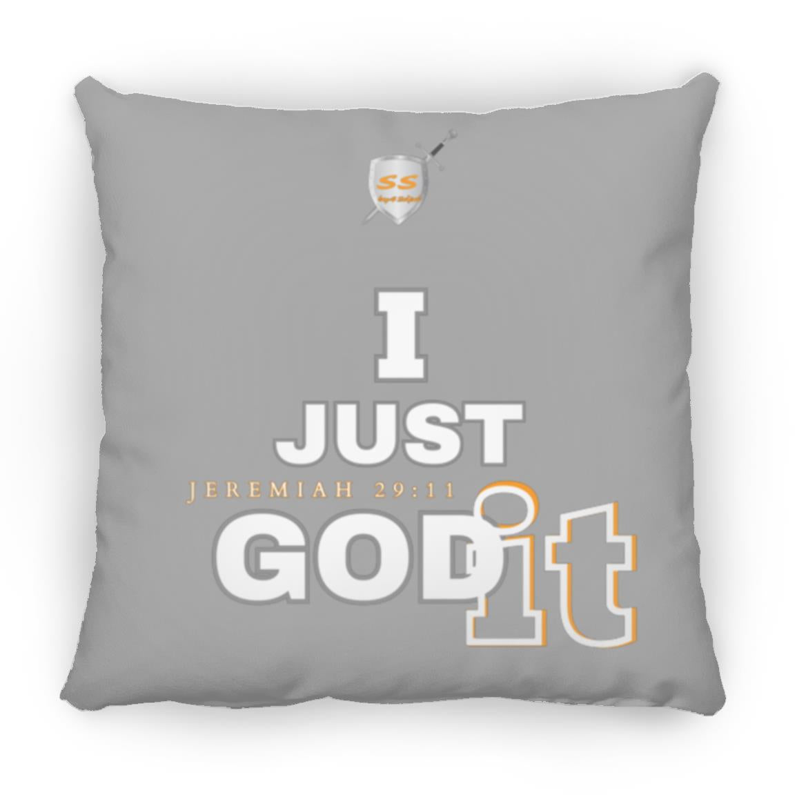 (SS) by42dpd Inspirational Typography Collection I Just GODit Accent Orange Medium Square Pillow