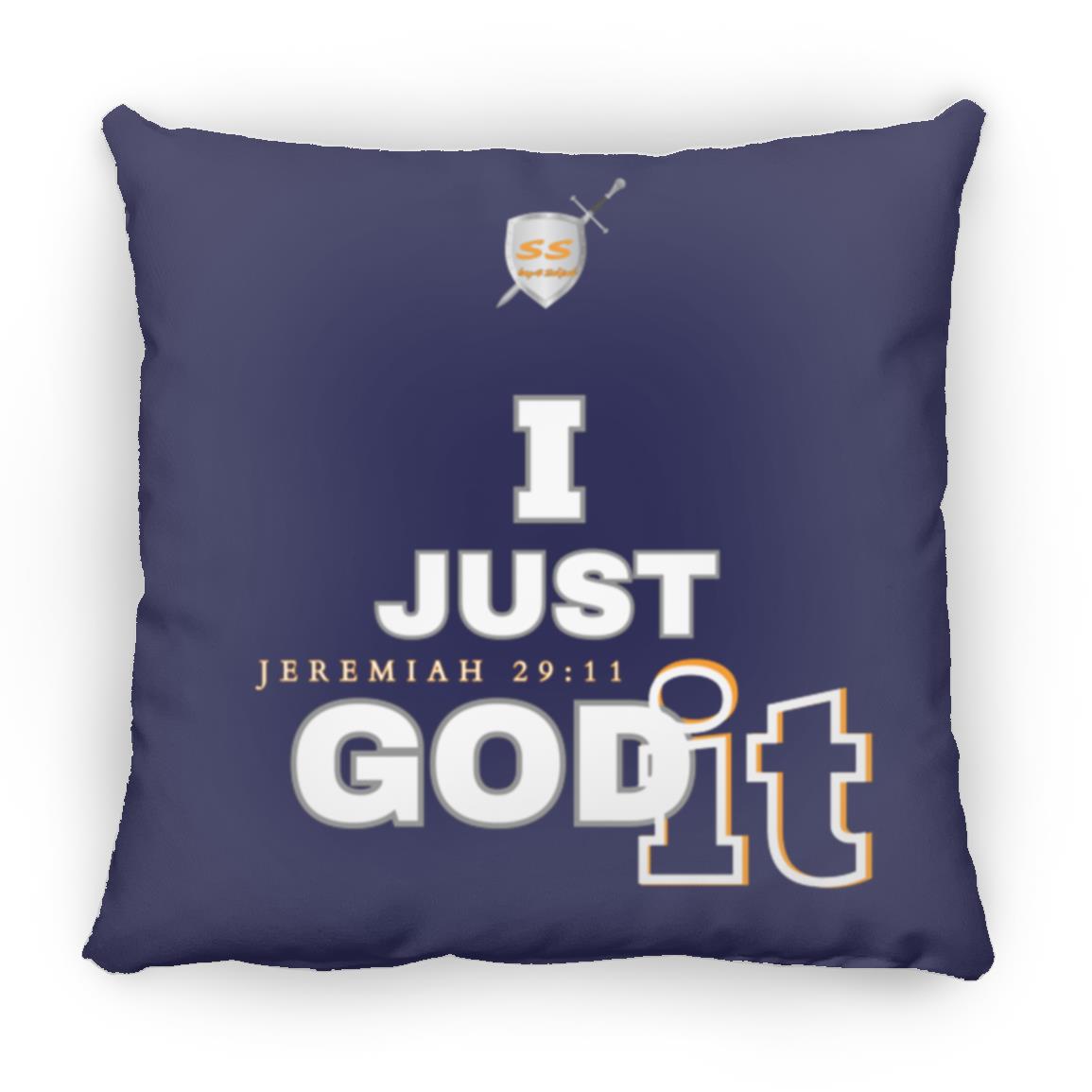 (SS) by42dpd Inspirational Typography Collection I Just GODit Accent Orange Medium Square Pillow