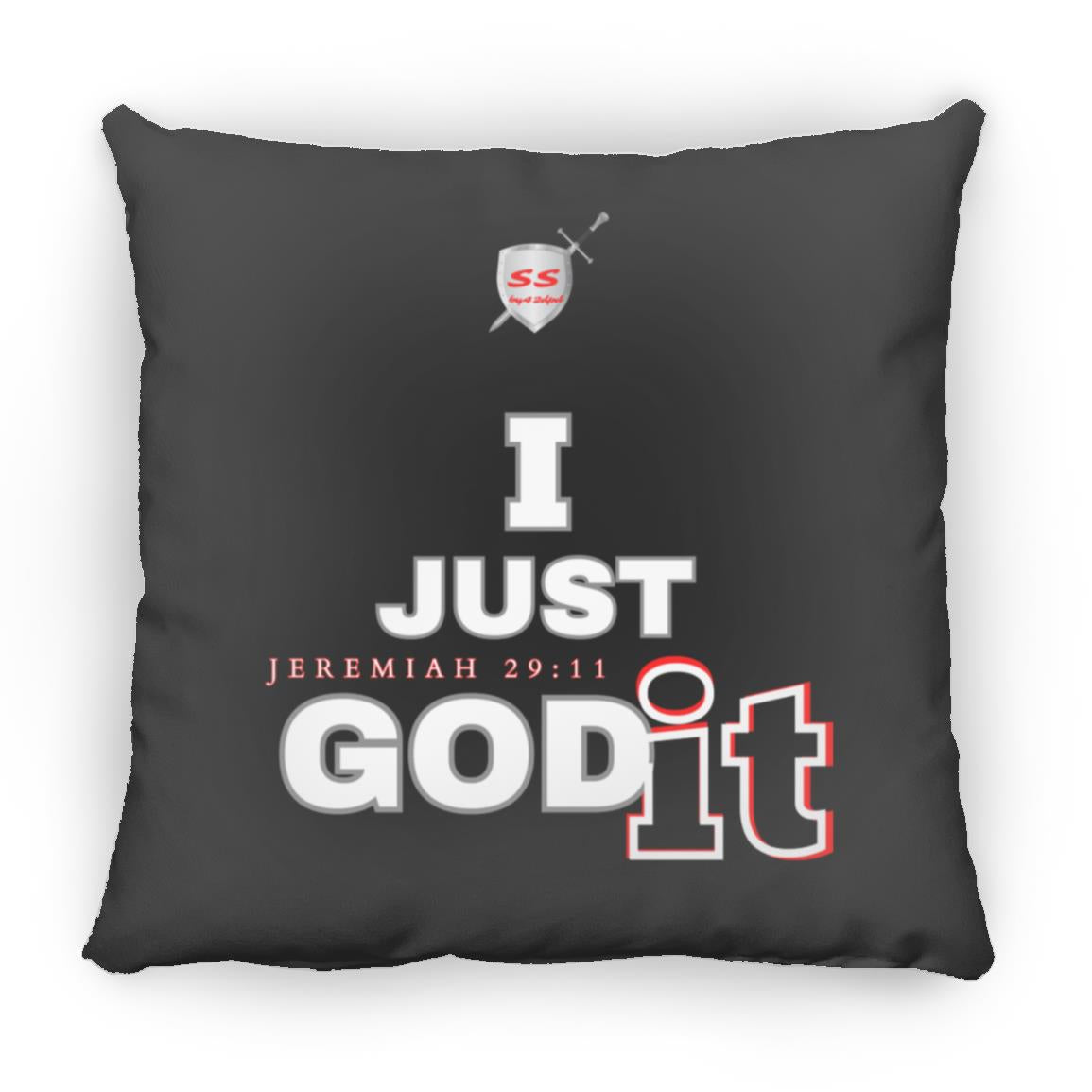 (SS) by42dpd Inspirational Typography Collection GODit Accent Red Medium Square Pillow