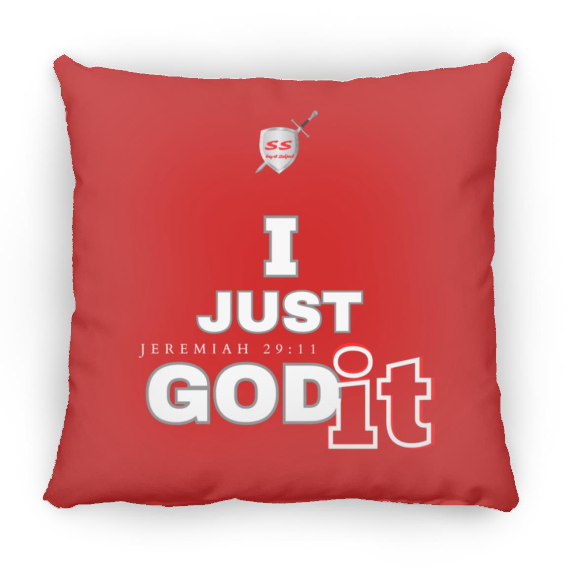 (SS) by42dpd Inspirational Typography Collection GODit Accent Red Medium Square Pillow