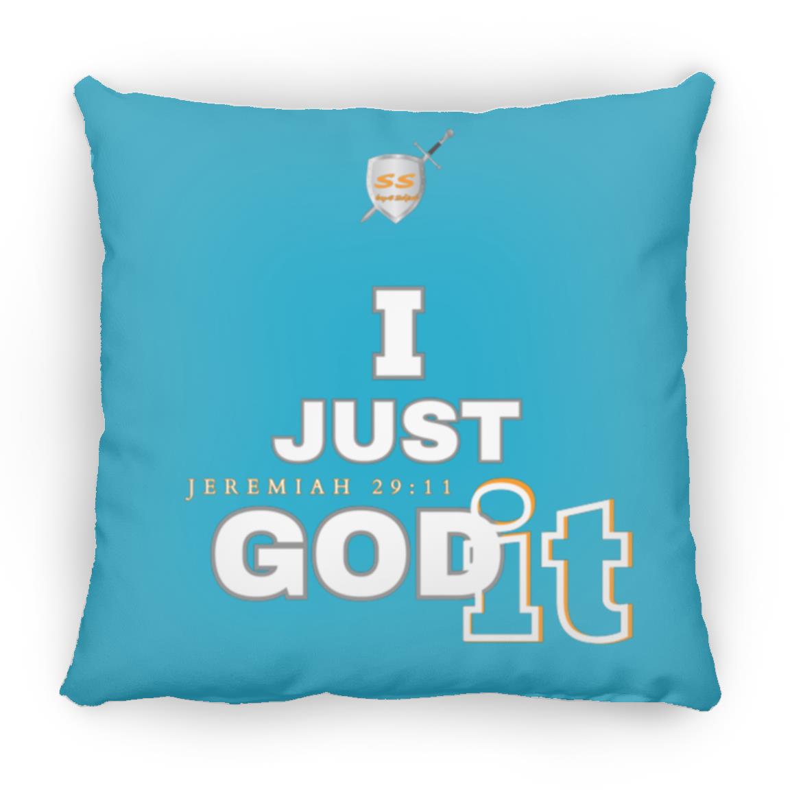 (SS) by42dpd Inspirational Typography Collection I Just GODit Accent Orange Medium Square Pillow