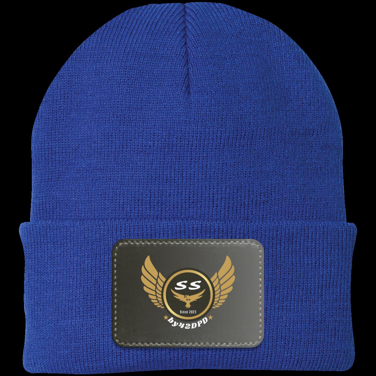 (SS) Headwear by42DPD Knit Cap white accent blkgrey - Patch