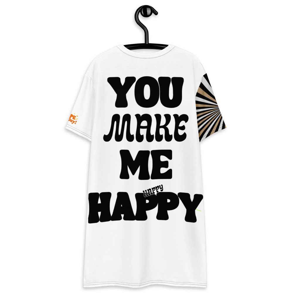 You Make Me Happy Graphic T-shirt dress - White