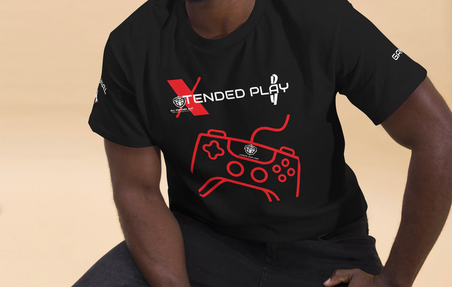 Xtended Play Day Accent Red Gaming Tee - Black