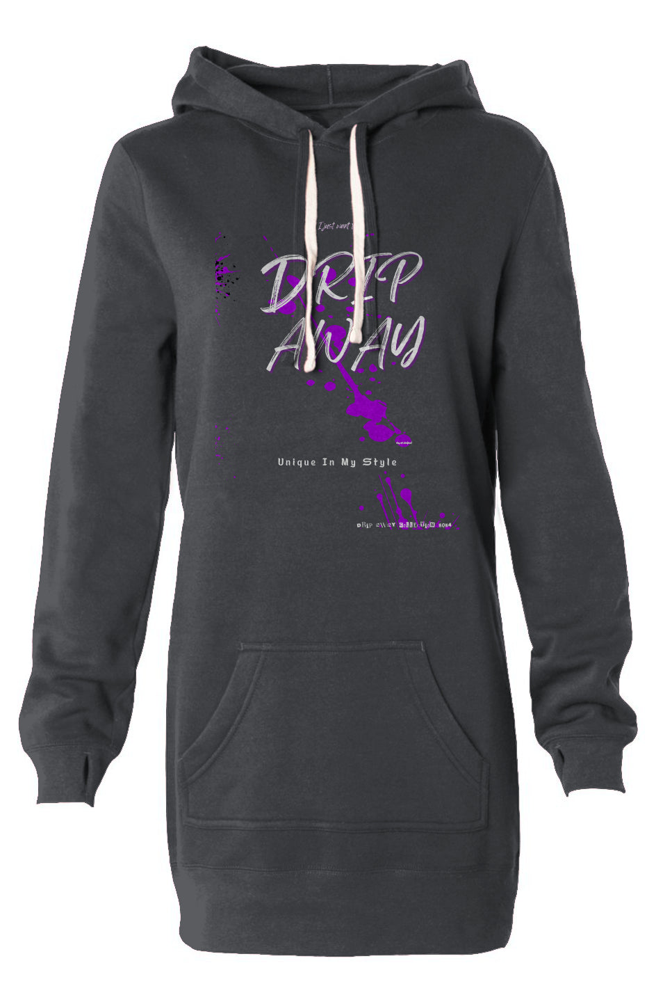 I just want to DRIPAWAY by42dpd Accent Purple Hooded Sweatshirt Dress (Carbon)