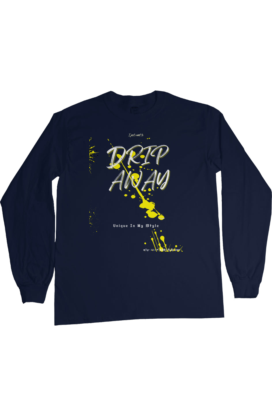 I just want to DRIPAWAY by42dpd Accent Yellow Ultra Long Sleeve (Navy Blue)