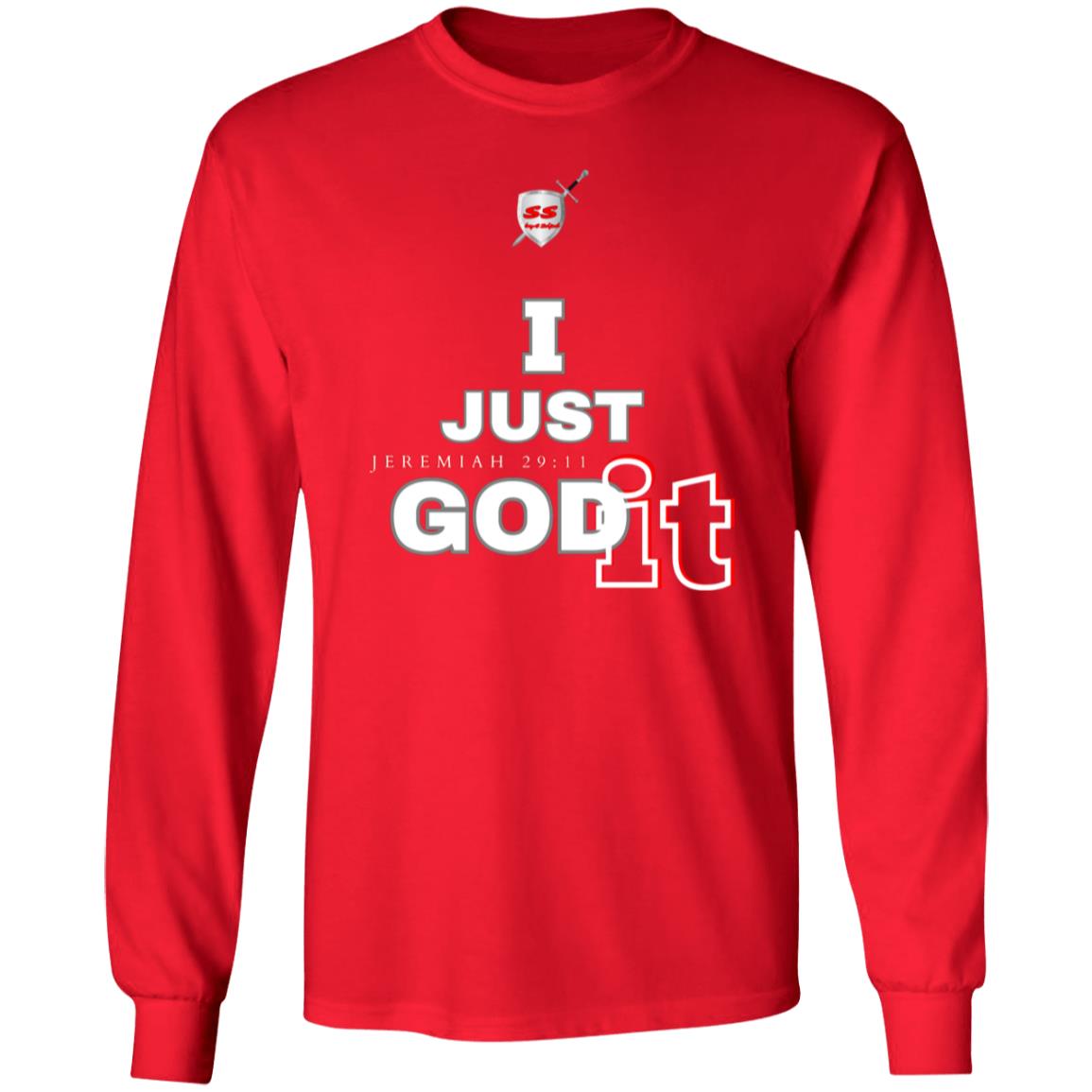 (SS) by42dpd I Just GODit Accent Red Ultra Cotton Long Sleeve T-Shirt