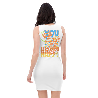 You Make Me Happy Graphic w/ Color Bodycon Dress