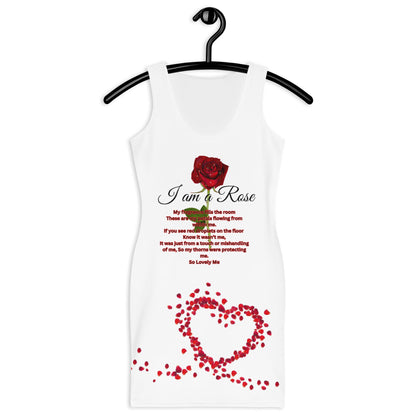 I  am a Rose Petals of Love v2 Graphic🌹Bodycon Dress -White