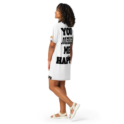 You Make Me Happy Graphic T-shirt dress - White