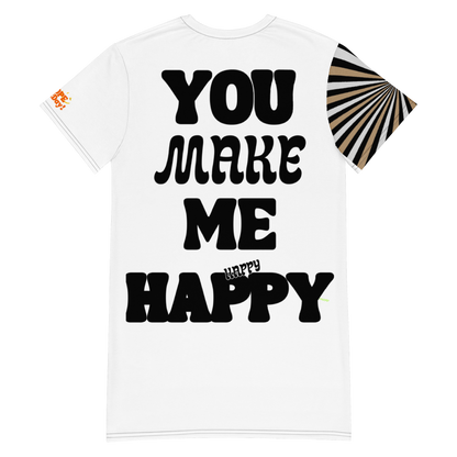 You Make Me Happy Graphic T-shirt dress - White