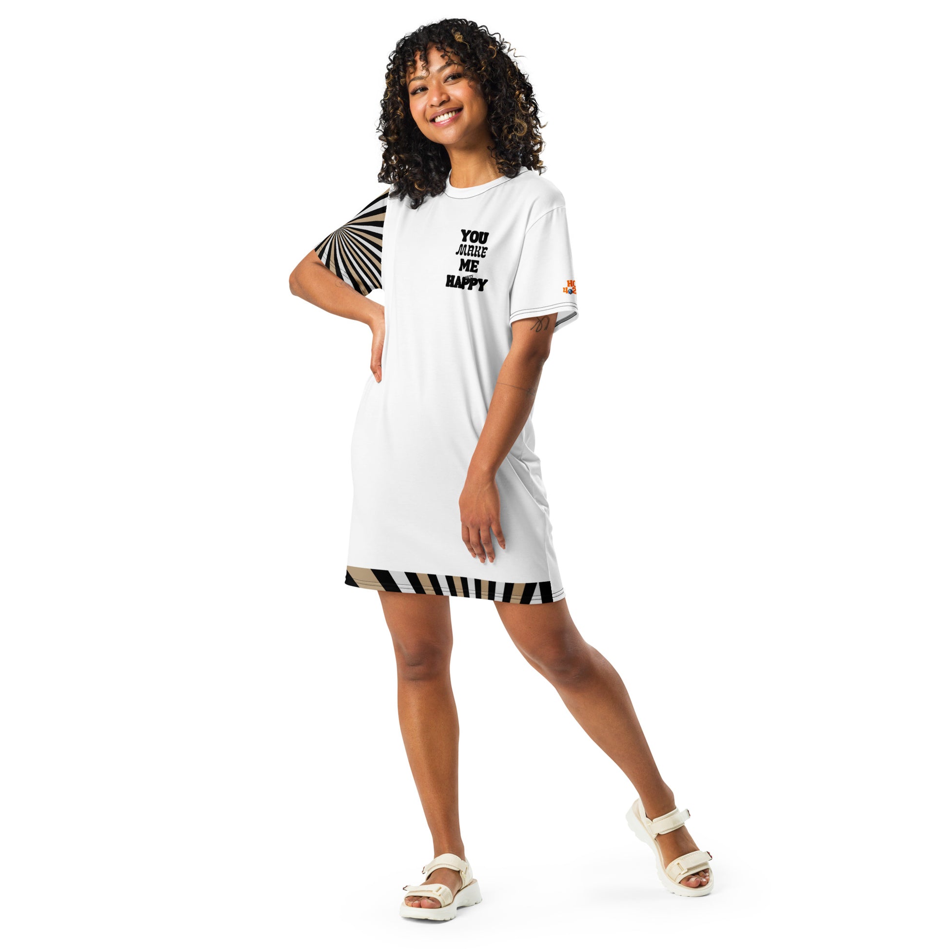 You Make Me Happy Graphic T-shirt dress - White All Matched Out Apparel You Make Me Happy Graphic T-shirt dress - White All Matched Out Apparel