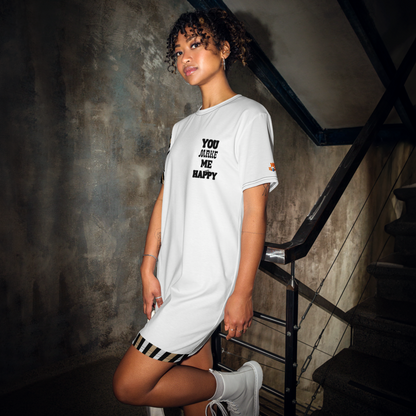 You Make Me Happy Graphic T-shirt dress - White