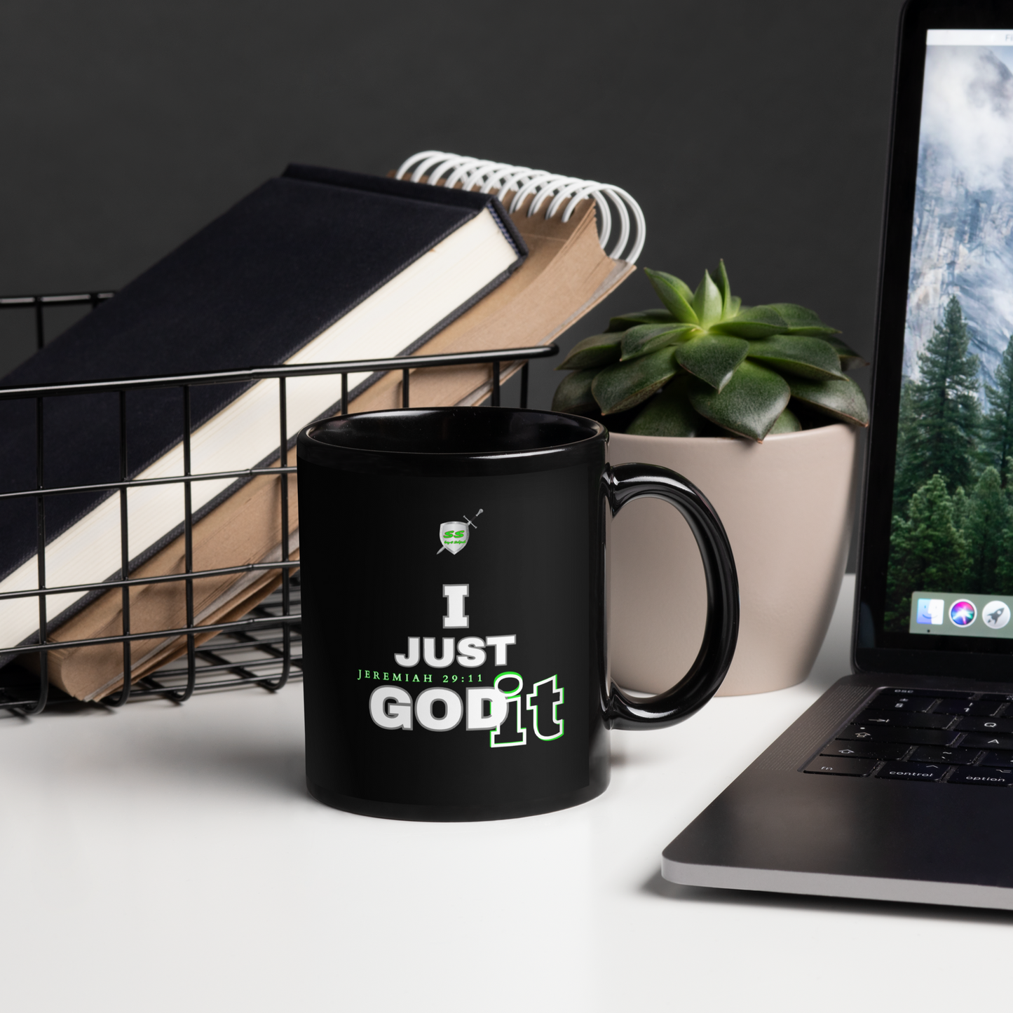 I Just GODit by42dpd Accent Green Black Glossy Mug